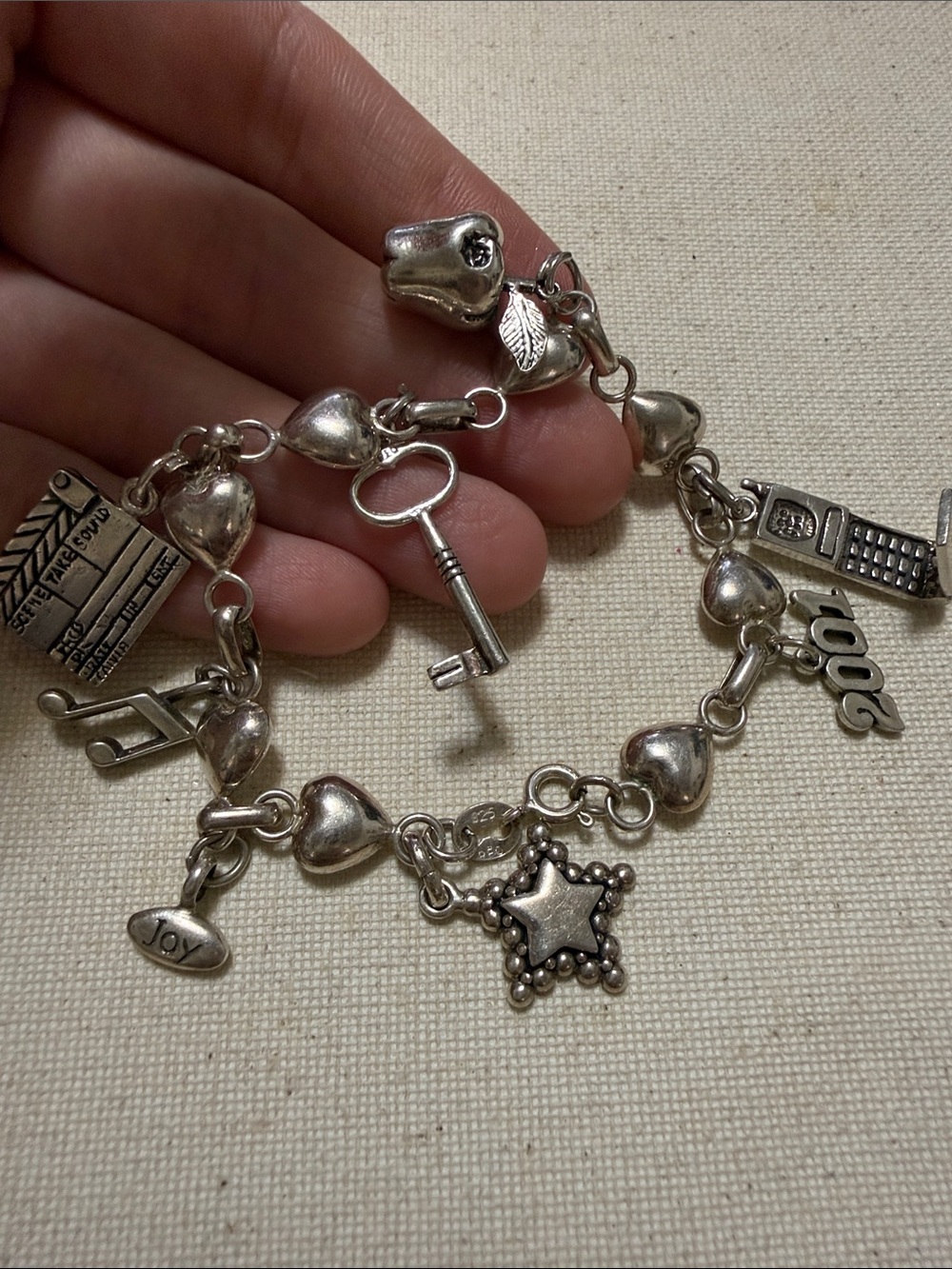 Vintage Stunning Sterling Silver 925 Heart Charm Bracelet 7’ in Retro 2000’ 925 - Picture 3 of 16